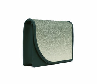 AMANI BAG - GRADIENT OLIVE GREEN SOFT NAPPA LEATHER - CRYSTAL AQUA STONES