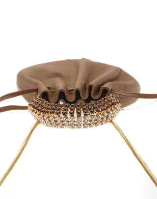 AYLA BAG - GREIGE CALF LEATHER - GREIGE STONES - GOLD HARDWARE