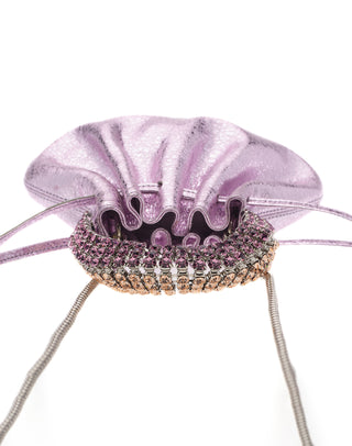 AYLA BAG - PURPLE SHIMMER CALF LEATHER - LIGHT AMETHYST & LIGHT PEACH STONES - SILVER HARDWARE