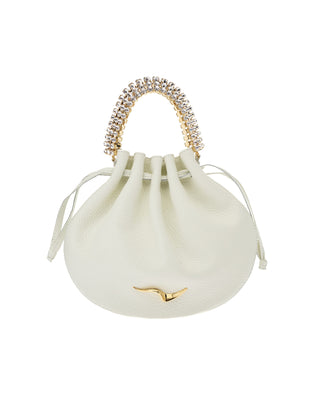 AYLA BAG - OFFWHITE - BLACK DIAMOND & CRYSTAL STONES - GOLD HARDWARE