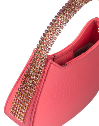 KODA Mini BAG - ROSE LEATHER - LIGHT ROSE STONES - GOLD CHAIN