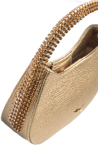 KODA Mini BAG - GOLD LEATHER - GOLD QUARTZ & SMOKED TOPAZ STONES - GOLD CHAIN