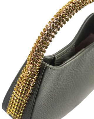 KODA Mini BAG - GREEN OLIVE LEATHER - GREEN OLIVE STONES - GOLD CHAIN
