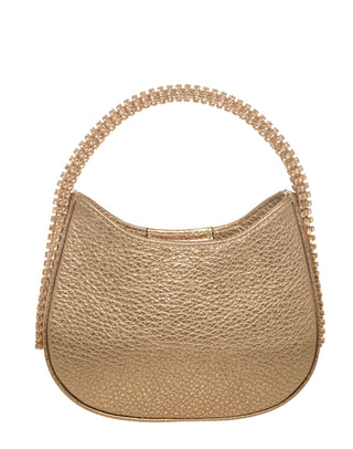 KODA Mini BAG - GOLD LEATHER - GOLD QUARTZ & SMOKED TOPAZ STONES - GOLD CHAIN