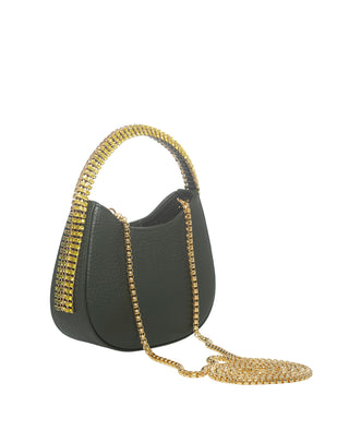 KODA Mini BAG - GREEN OLIVE LEATHER - GREEN OLIVE STONES - GOLD CHAIN