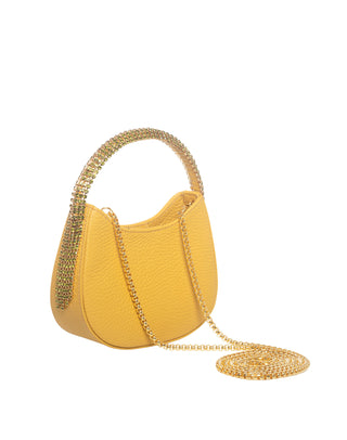 KODA Mini BAG - YELLOW MUSTARD LEATHER - GREEN OLIVE STONES - GOLD CHAIN