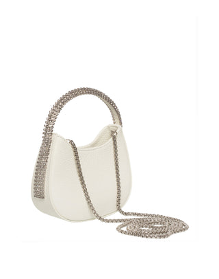 KODA Mini BAG - OFFWHITE LEATHER - BLACK STONES - SILVER CHAIN