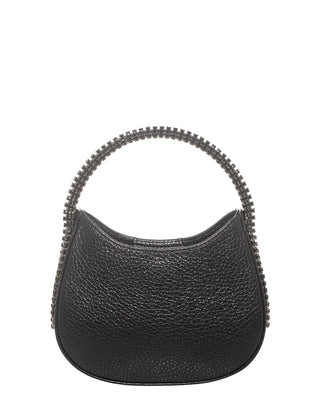KODA Mini BAG - BLACK LEATHER - JET BLACK STONES - GUNMETAL CHAIN