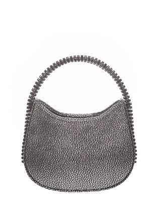 KODA Mini BAG - DARK SILVER LEATHER - JET BLACK STONES - GUNMETAL CHAIN