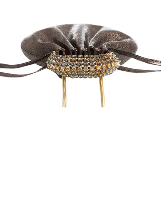 AYLA BAG - ANTHRACITE SHIMMER CALF LEATHER - BLACK STONES - GOLD HARDWARE