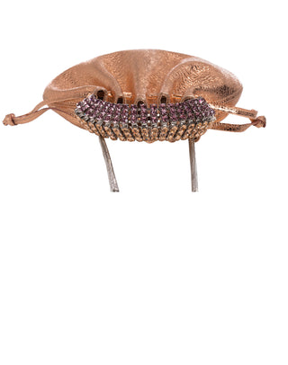 AYLA BAG - LIGHT GOLD SHIMMER CALF LEATHER -  LIGHT AMETHYST & LIGHT PEACH STONES - SILVER HARDWARE