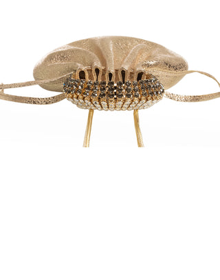 AYLA BAG - LIGHT GOLD SHIMMER CALF LEATHER - BLACK & SMOKED TOPAZ STONES - GOLD HARDWARE