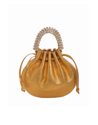 AYLA BAG - GOLD SHIMMER CALF LEATHER - GOLD & TOPAZ STONES - GOLD HARDWARE