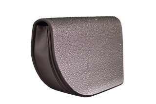 AMAYA BAG - GRADIENT BROWN SOFT NAPPA LEATHER - CRYSTAL AQUA STONES