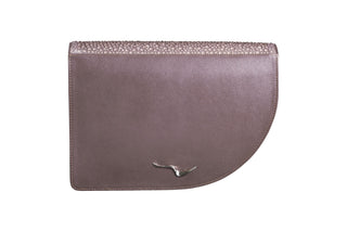 AMAYA BAG - GRADIENT BROWN SOFT NAPPA LEATHER - CRYSTAL AQUA STONES