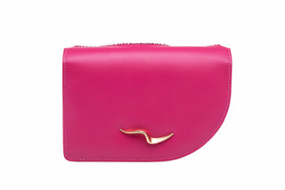 AURORA BAG - FUSCHIA SOFT NAPPA LEATHER - EMBOSSED WITH ROSE & LIGHT ROSE STONES
