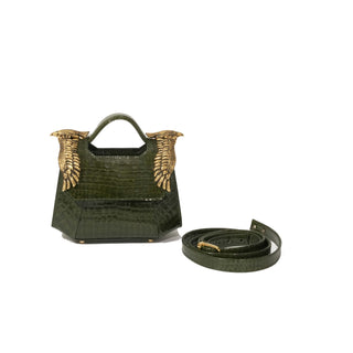 THE MINI BABY COLONEL - OLIVE GREEN (CROCO PRINT)
