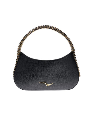 KODA BAG - BLACK CALF LEATHER - JET BLACK STONES - GOLD HARDWARE
