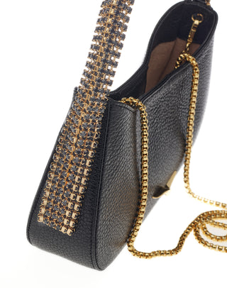 KODA BAG - BLACK CALF LEATHER - JET BLACK STONES - GOLD HARDWARE