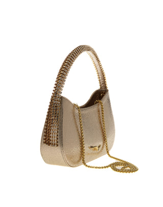 KODA BAG - GOLD SHIMMER CALF LEATHER - GOLD QUARTZ & SMOKED TOPAZ STONES - GOLD HARDWARE