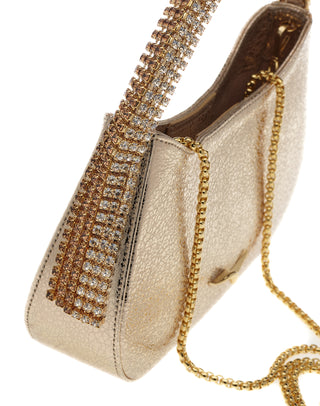 KODA BAG - GOLD SHIMMER CALF LEATHER - GOLD QUARTZ & SMOKED TOPAZ STONES - GOLD HARDWARE