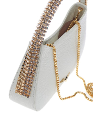 KODA BAG - OFFWHITE CALF LEATHER - BLACK DIAMOND & CRYSTAL STONES - GOLD HARDWARE