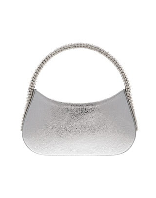 KODA BAG - SILVER SHIMMER CALF LEATHER - CRYSTAL STONES - SILVER HARDWARE
