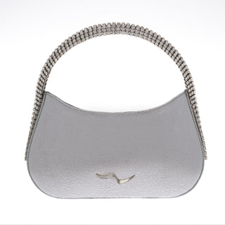 KODA BAG - SILVER SHIMMER CALF LEATHER - CRYSTAL STONES - SILVER HARDWARE