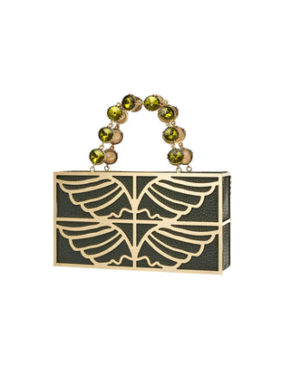ORION BAG - GOLD BRASS & GREEN OLIVE STONES