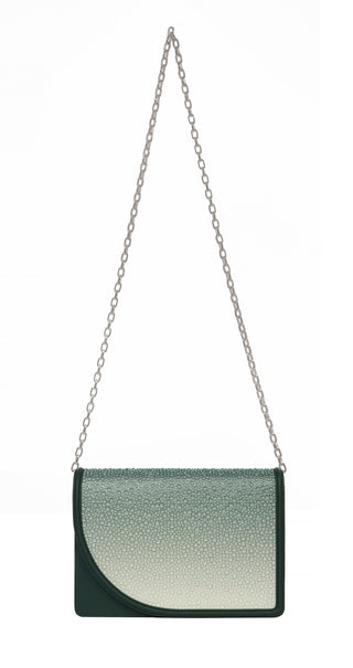 AMANI BAG - GRADIENT OLIVE GREEN SOFT NAPPA LEATHER - CRYSTAL AQUA STONES