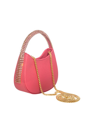 KODA Mini BAG - ROSE LEATHER - LIGHT ROSE STONES - GOLD CHAIN