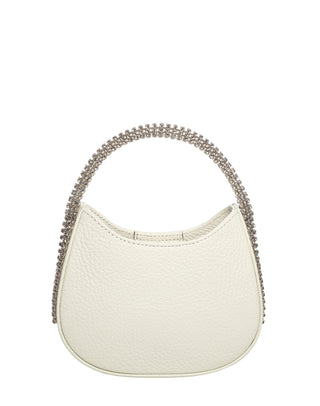 KODA Mini BAG - OFFWHITE LEATHER - BLACK STONES - SILVER CHAIN