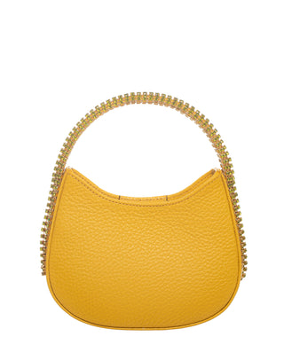 KODA Mini BAG - YELLOW MUSTARD LEATHER - GREEN OLIVE STONES - GOLD CHAIN