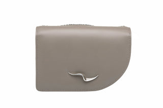 AURORA BAG - TAUPE SOFT NAPPA LEATHER - EMBOSSED WITH BLACK DIAMOND STONES