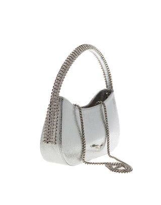 KODA BAG - SILVER SHIMMER CALF LEATHER - CRYSTAL STONES - SILVER HARDWARE