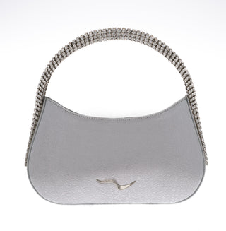 KODA BAG - SILVER SHIMMER CALF LEATHER - CRYSTAL STONES - SILVER HARDWARE