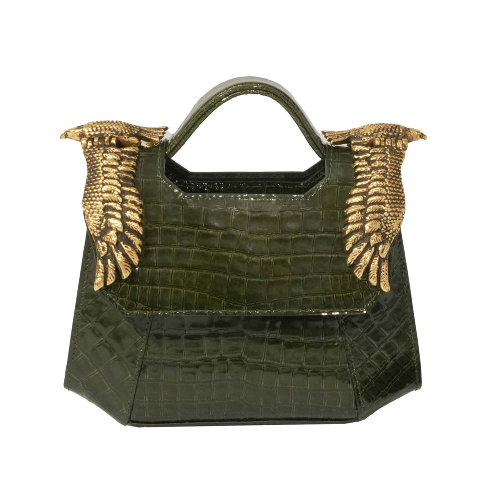 THE MINI BABY COLONEL - OLIVE GREEN (CROCO PRINT) – Manar Laktineh
